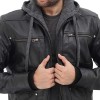 Men's Black Leather Bomber Jacket