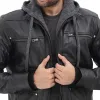 Men's Black Leather Bomber Jacket