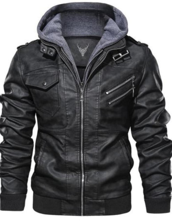 Men's Bomber Black Leather Jacket