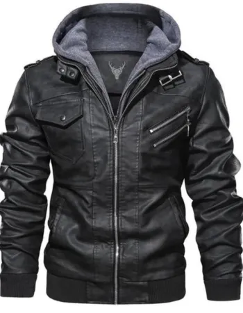 Men's Bomber Black Leather Jacket