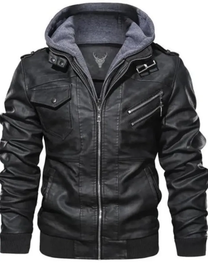 Men's Bomber Black Leather Jacket