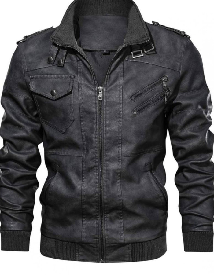 Men's Bomber Black Leather Jacket Men's Bomber Black Leather Jacket