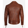 Men's Cognac Waxed Frisco Quilted Motorcycle Leather Jacket