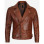 Men's Cognac Waxed Frisco Quilted Motorcycle Leather Jacket