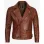 Men's Cognac Waxed Frisco Quilted Motorcycle Leather Jacket