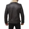 Men's Asymmetrical Shearling Dark Brown Leather Jacket Men's Asymmetrical Shearling Dark Brown Leather Jacket