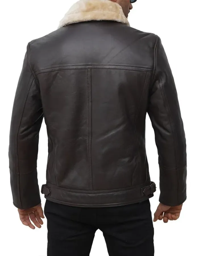 Men's Asymmetrical Shearling Dark Brown Leather Jacket Men's Asymmetrical Shearling Dark Brown Leather Jacket