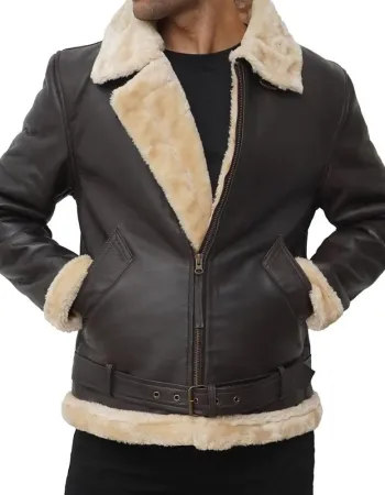 Men's Dark Brown Shearling Leather Jacket