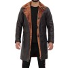 Men's Dark Brown Leather Shearling Trench Coat Men's Dark Brown Leather Shearling Trench Coat