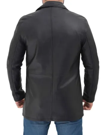 Men's Long Distressed Black Leather Jacket Men's Long Distressed Black Leather Jacket