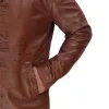 Men's Distressed Tan Leather Car Coat