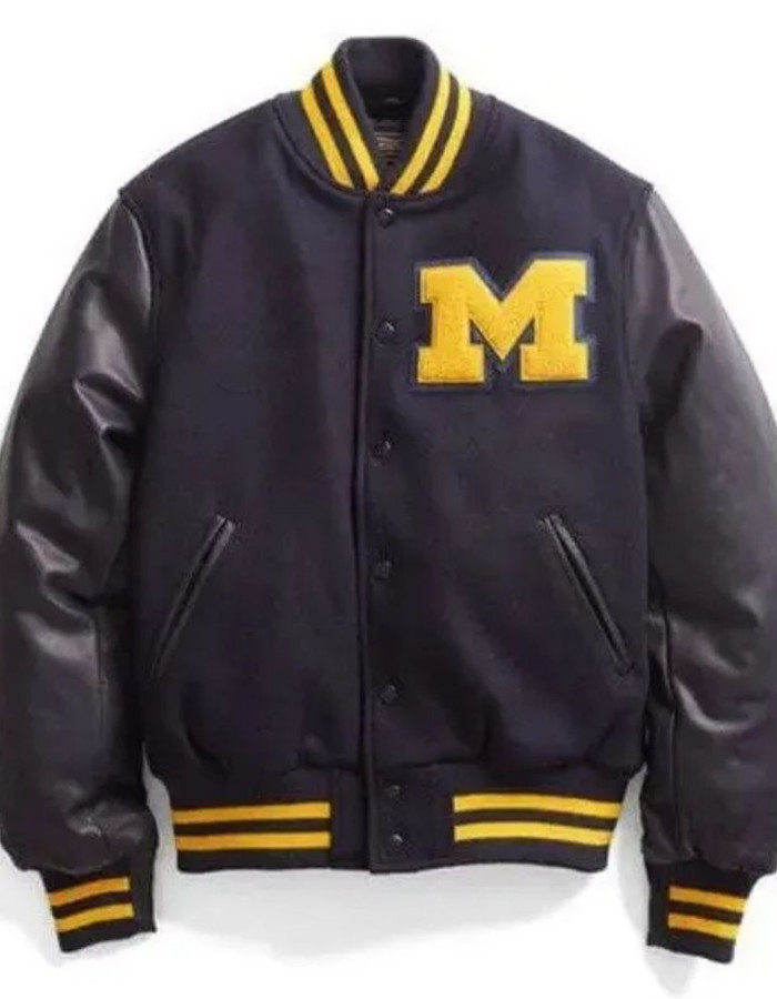 MEN'S MICHIGAN BLACK VARSITY BOMBER JACKET