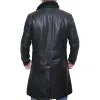 Men's Black Sherpa Shearling Winter Runner Leather Trench Coat