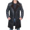 Men's Black Sherpa Shearling Winter Runner Leather Trench Coat