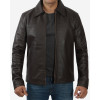 Men's Shirt Collar Dark Brown Cowhide Jacket Men's Shirt Collar Dark Brown Cowhide Jacket