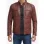 Mens Tall Cognac Brown Cafe Racer Leather Jacket