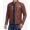 Mens Tall Cognac Brown Cafe Racer Leather Jacket Mens Tall Cognac Brown Cafe Racer Leather Jacket