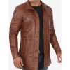 Mens Tall Cognac Waxed Real Leather Car Coat Mens Tall Cognac Waxed Real Leather Car Coat