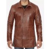 Mens Tall Cognac Waxed Real Leather Car Coat Mens Tall Cognac Waxed Real Leather Car Coat