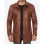 Mens Tall Cognac Waxed Real Leather Car Coat