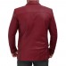 Men's Two Button Maroon Leather Blazer