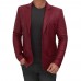 Men's Two Button Maroon Leather Blazer
