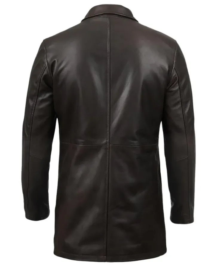 Men's Vintage Dark Brown Leather Car Coat Men's Vintage Dark Brown Leather Car Coat