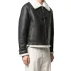 Men’s White Shearling Black Leather Jacket