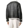 Men’s White Shearling Black Leather Jacket