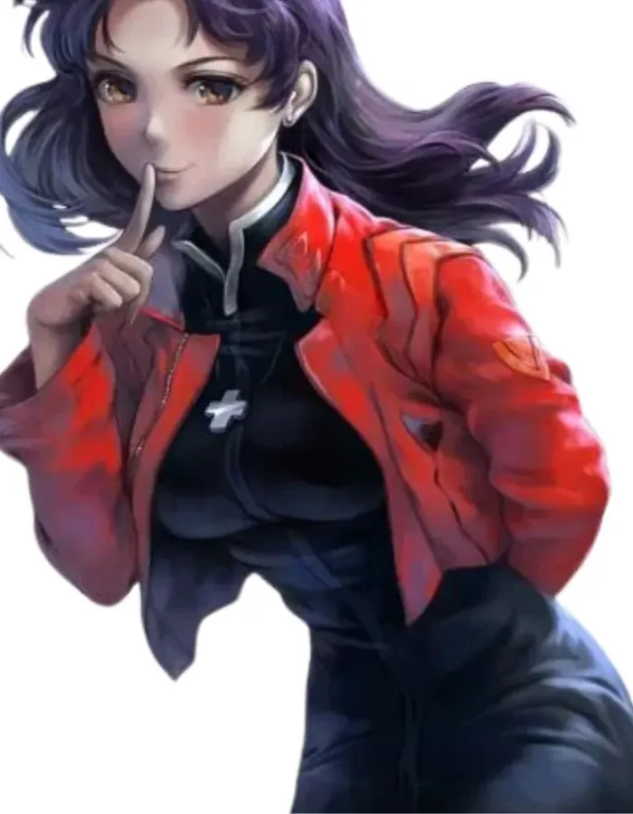Misato Katsuragi Evangelion Cropped Red Leather Jacket Misato Katsuragi Evangelion Cropped Red Leather Jacket