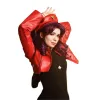 Misato Katsuragi Evangelion Cropped Red Leather Jacket Misato Katsuragi Evangelion Cropped Red Leather Jacket