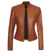 Montana Womens Biker Tan Brown Leather Jacket