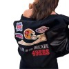 Olivia Culpo San Francisco 49ers Black Bomber Jacket Olivia Culpo San Francisco 49ers Black Bomber Jacket