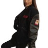 Olivia Culpo San Francisco 49ers Black Bomber Jacket Olivia Culpo San Francisco 49ers Black Bomber Jacket