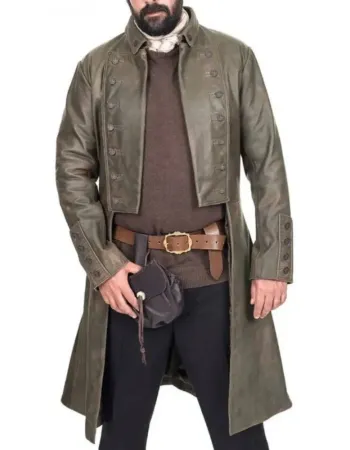 OUTLANDER JAMIE FRASER LEATHER TRENCH COAT
