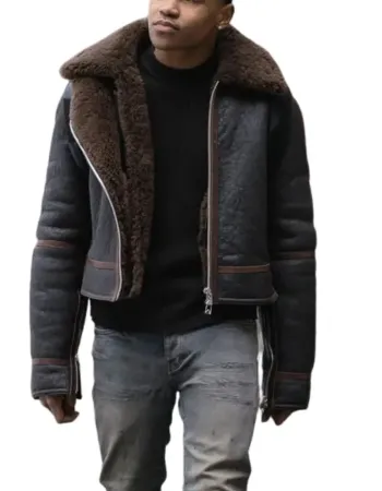 Power Book Ii Ghost Tariq St Patrick Brown Shearling Leather Jacket