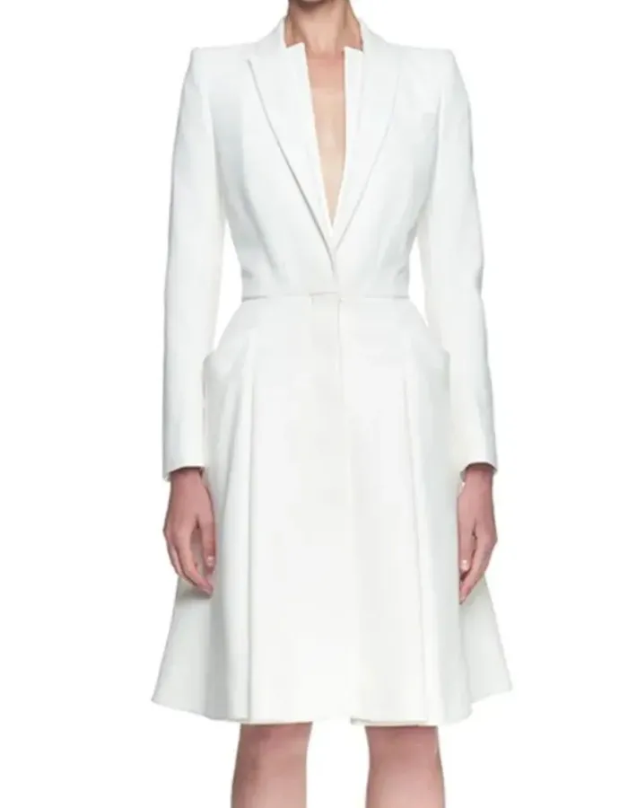 QUEEN OF THE SOUTH TERESA MENDOZA WHITE DRESS COTTON COAT QUEEN OF THE SOUTH TERESA MENDOZA WHITE DRESS COTTON COAT