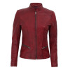 Rachel Padded Slim-fit Women's Maroon Leather Jacket Rachel Padded Slim-fit Women's Maroon Leather Jacket