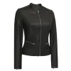 Rachel Womens Tall Slimfit Black Moto Leather Jacket