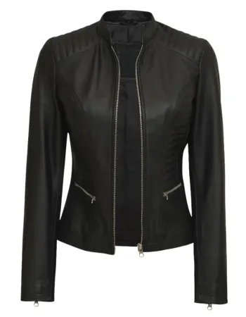 Rachel Womens Tall Slimfit Black Moto Leather Jacket
