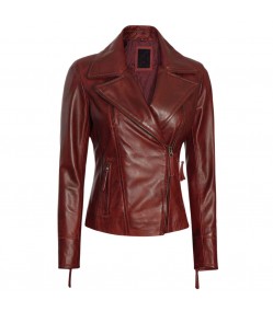Ramsey Silm-Fit Maroon Biker Leather Jacket