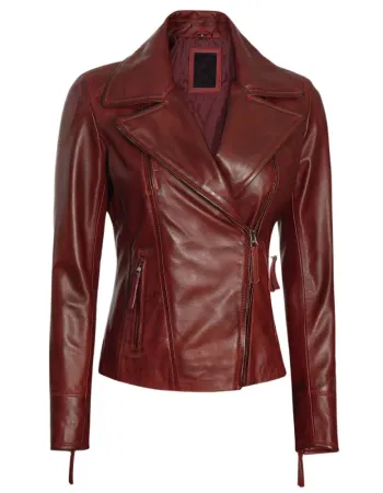Ramsey Silm-Fit Maroon Biker Leather Jacket