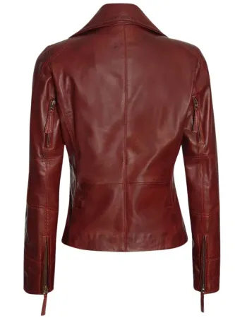 Ramsey Silm-Fit Maroon Biker Leather Jacket Ramsey Silm-Fit Maroon Biker Leather Jacket