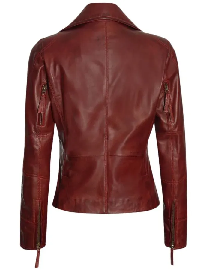 Ramsey Silm-Fit Maroon Biker Leather Jacket Ramsey Silm-Fit Maroon Biker Leather Jacket