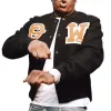 Rapper Fredo Bang 4’s up Varsity Black Bomber Jacket Rapper Fredo Bang 4’s up Varsity Black Bomber Jacket