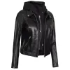 Raquel Womens Bomber Black Leather Jacket Raquel Womens Bomber Black Leather Jacket