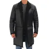 Rockville Winter Black Leather Sherpa Trench Coat
