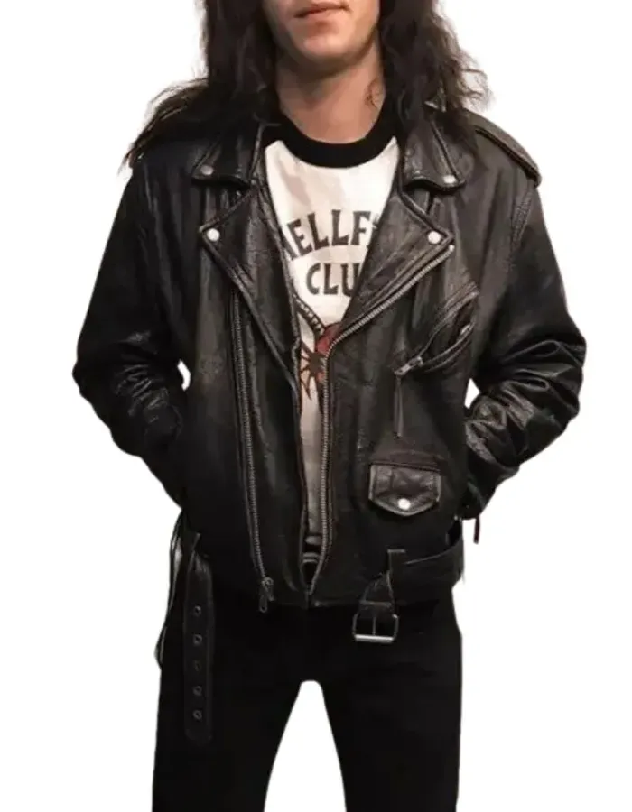 Stranger Things Eddie Munson Biker Leather Jacket Stranger Things Eddie Munson Biker Leather Jacket