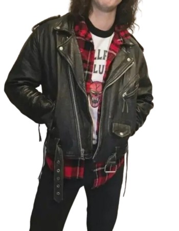 Stranger Things Eddie Munson Biker Leather Jacket