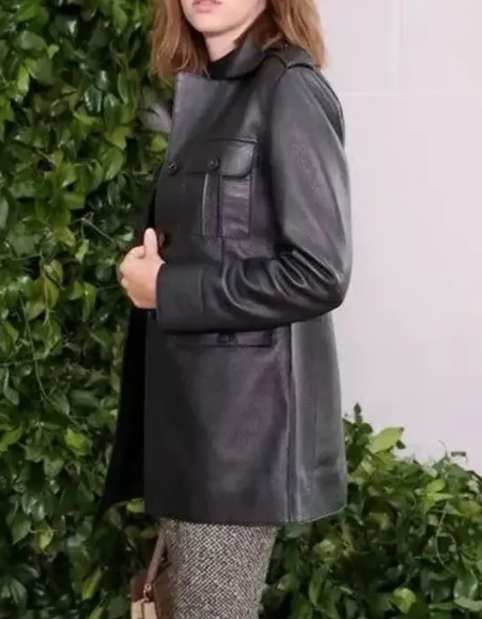 Stranger Things Maya Hawke (Robin Buckley) Black Leather Coat